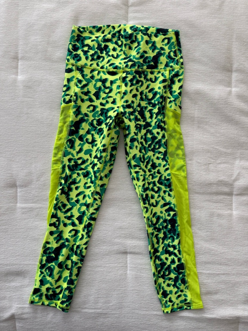 Fabletics Neon Green Leopard Print Leggings